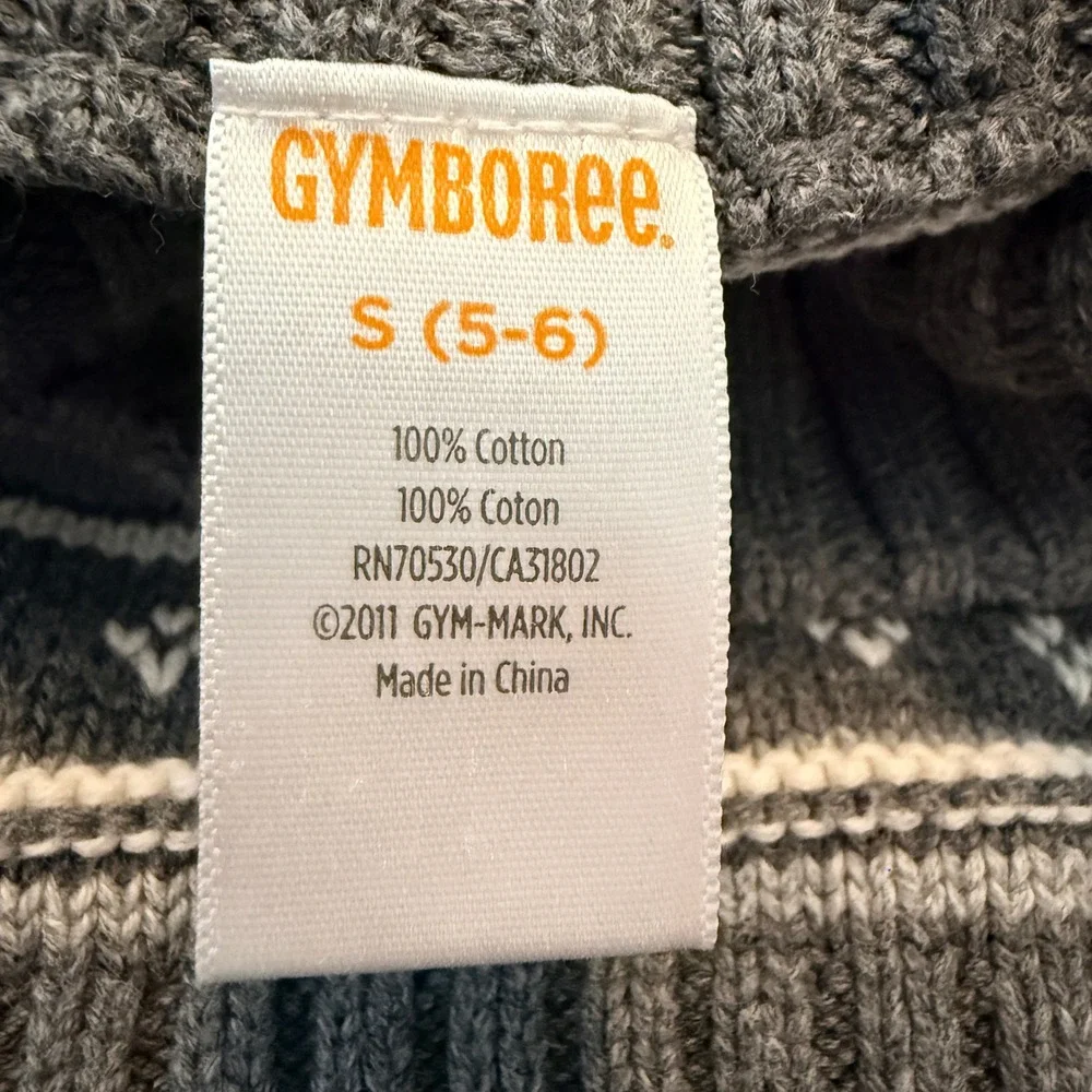 Gymboree Shawl Collar Sweater Boys S 5-6 Grey Fair Isle Snowflake Toggle Knit